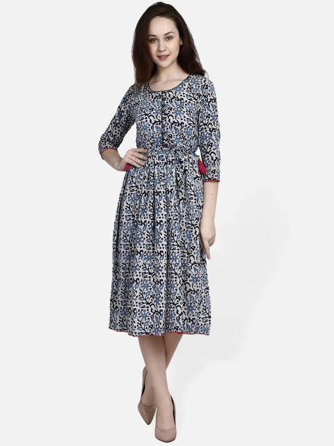 

Molcha Women White Printed Fit and Flare Dress