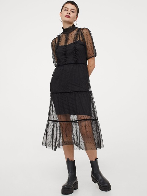 

H&M Women Black Mesh Dress