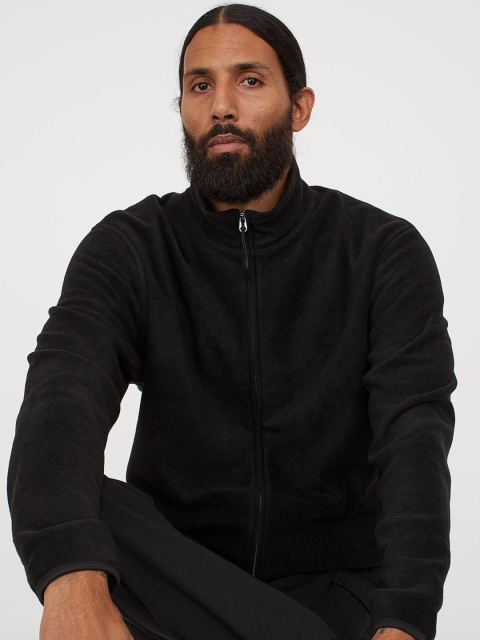 

H&M Men Black Solid THERMOLITE Fleece Jacket