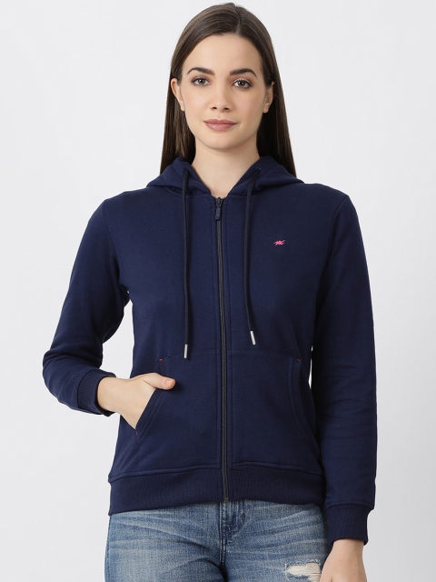 

Monte Carlo Women Blue Solid Hooded Sweatshirt