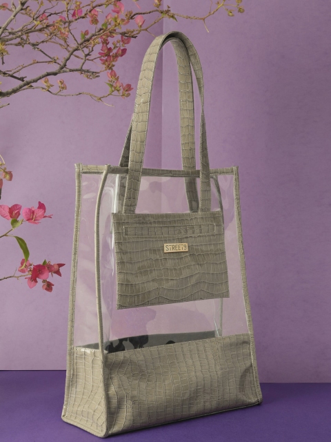

STREET 9 Transparent & Grey Solid Tote Bag