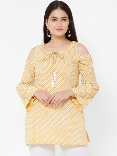 

Vedic Women Beige & White Printed Tunic