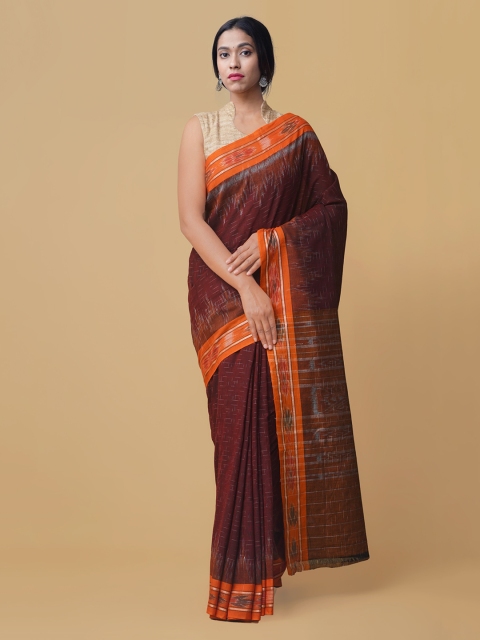 

Unnati Silks Maroon Pure Cotton Handloom Woven Design Sambalpuri Saree