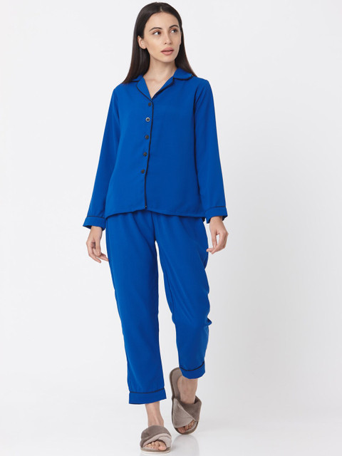 

Smarty Pants Women Blue Solid Night Suit