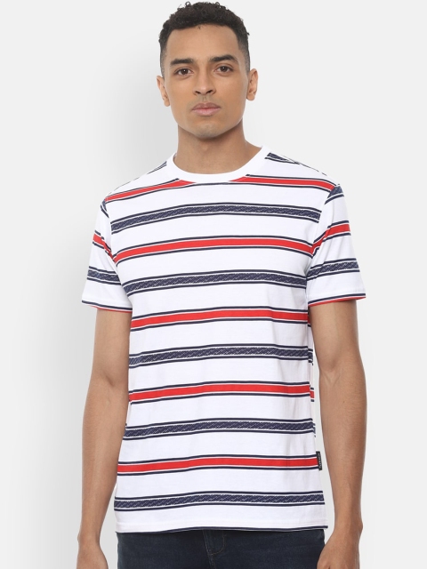 

Van Heusen Sport Men White & Pink Striped Round Neck T-shirt