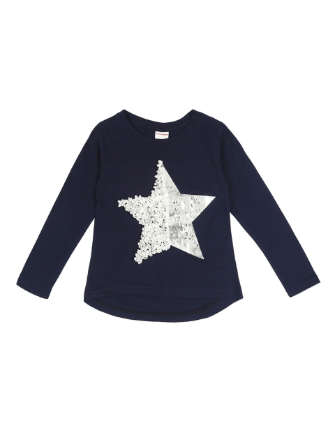 

RAINE AND JAINE Girls Navy Blue Printed Round Neck T-shirt