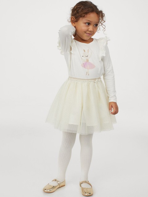 

H&M Girls White Printed 2-Piece Set