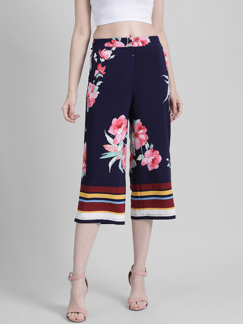

Zink London Women Navy Blue Loose Fit Printed Culottes