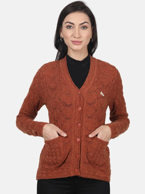 

Monte Carlo Women Brown Self Design Cardigan Sweater
