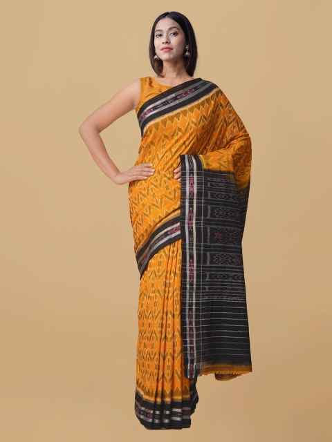 

Unnati Silks Yellow Pure Cotton Printed Sambalpuri Saree