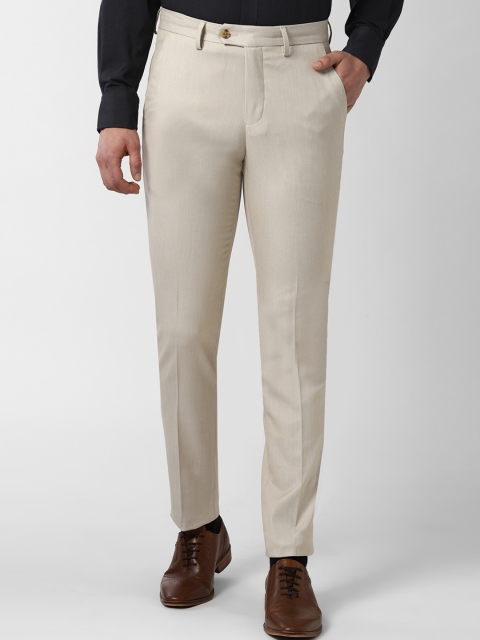 

Peter England Men Beige Slim Fit Solid Formal Trousers