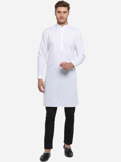 

JADE BLUE Men White Solid Straight Modi Kurta