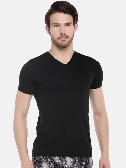 

Sweet Dreams Men Black Solid V-Neck Lounge T-shirt