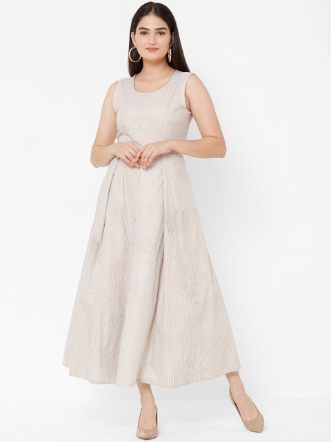 

Vedic Women Beige Striped Maxi Dress