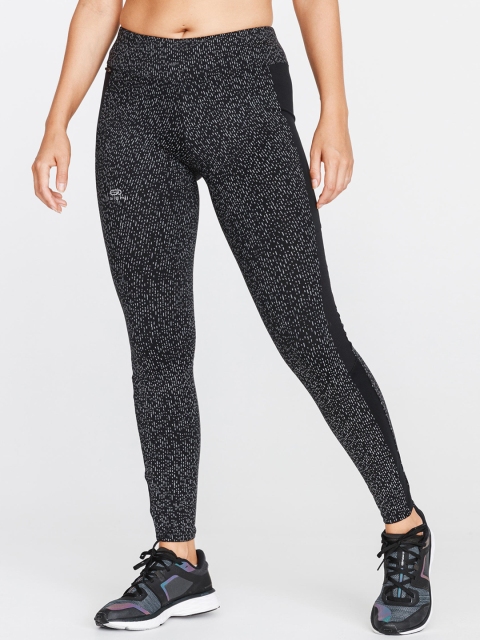 

Kalenji By Decathlon Women Black Printed Running Tights