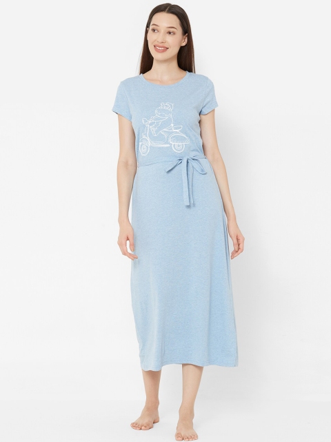 

Mystere Paris Women Blue Printed Nightdress