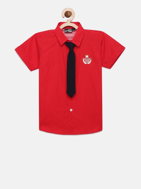 

Actuel Boys Red Standard Regular Fit Printed Casual Shirt