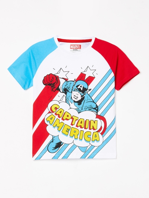 

Fame Forever by Lifestyle Boys White & Blue Printed Round Neck T-shirt
