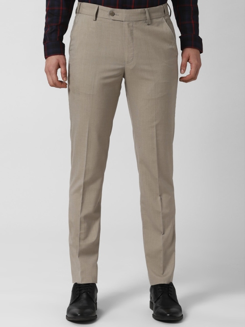 

Peter England Men Beige Slim Fit Solid Formal Trousers