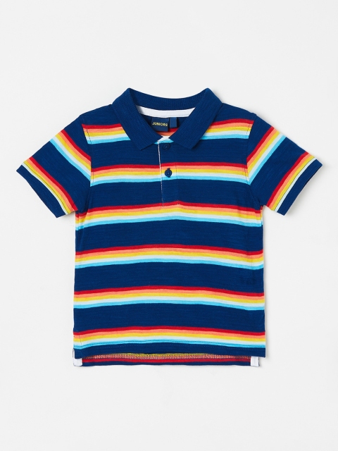 

Juniors by Lifestyle Boys Navy Blue Striped Polo Collar T-shirt