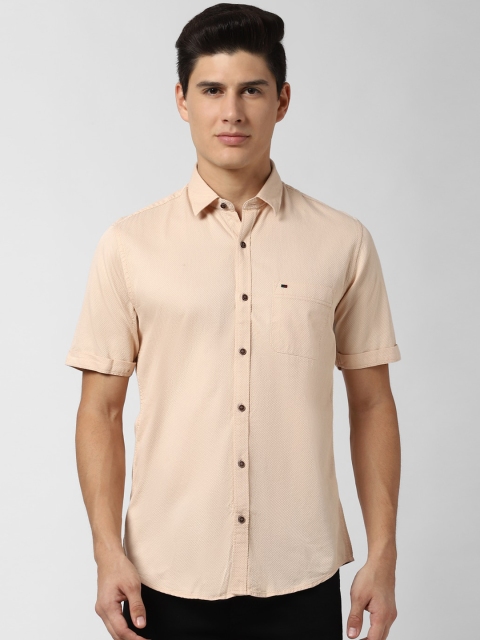 

Peter England Casuals Men Beige Slim Fit Self Design Casual Shirt