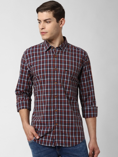 

Peter England Casuals Men Maroon & Black Slim Fit Checked Casual Shirt