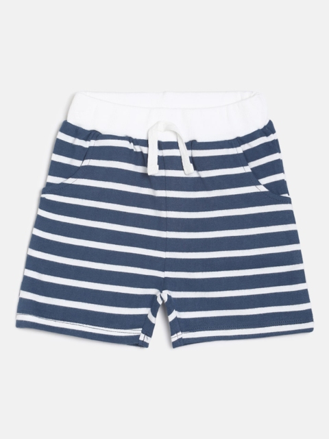 

MINI KLUB Boys Blue & White Striped Regular Fit Regular Shorts