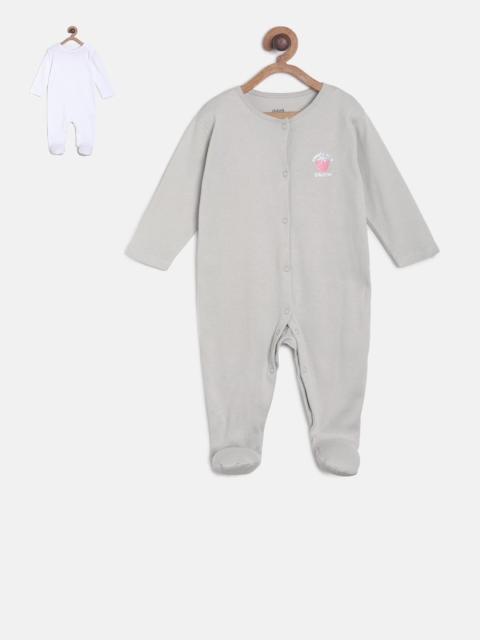 

MINI KLUB Infant Girls Pack Of 2 Grey & White Sleepsuits