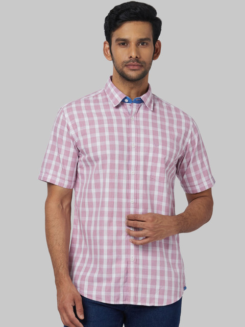 

Park Avenue Men Purple & White Regular Fit Checked Casual Shirt