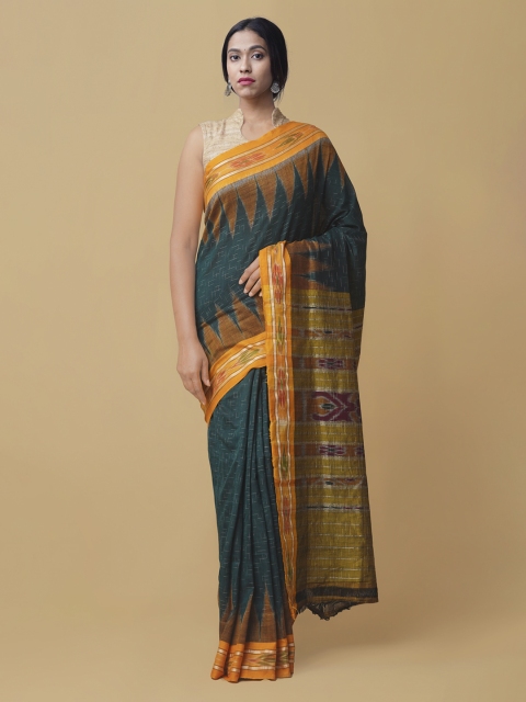 

Unnati Silks Green Pure Cotton Woven Design Sambalpuri Saree