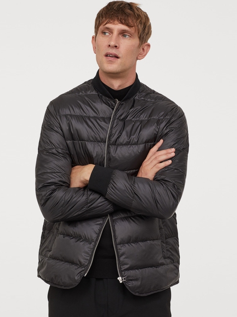

H&M Men Black Solid Quilted Down Jacket