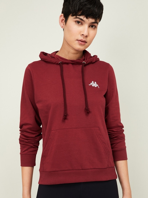 

Kappa Women Burgundy Solid Hooded Sweatshirt