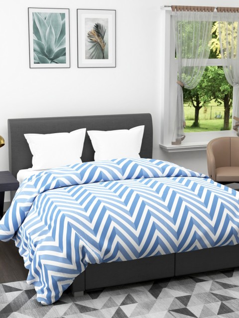 

BIANCA White & Blue Geometric AC Room 150 GSM Double Bed Comforter
