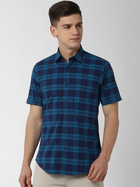 

Peter England Casuals Men Navy Blue Slim Fit Checked Casual Shirt