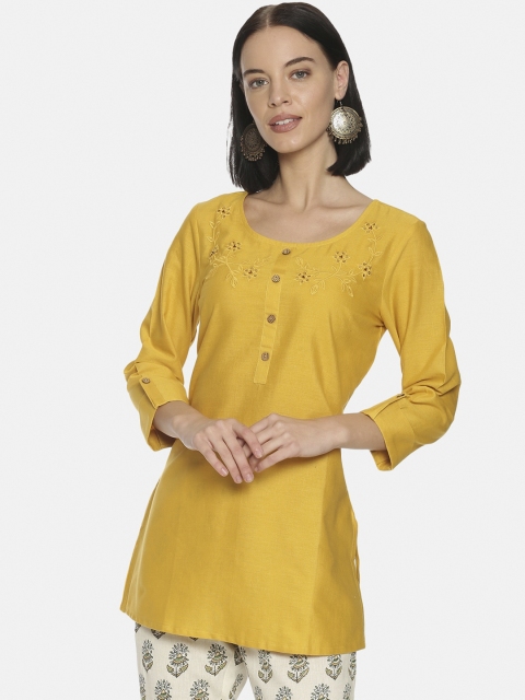

Saffron Threads Women Mustard Yellow Embroidered Tunic