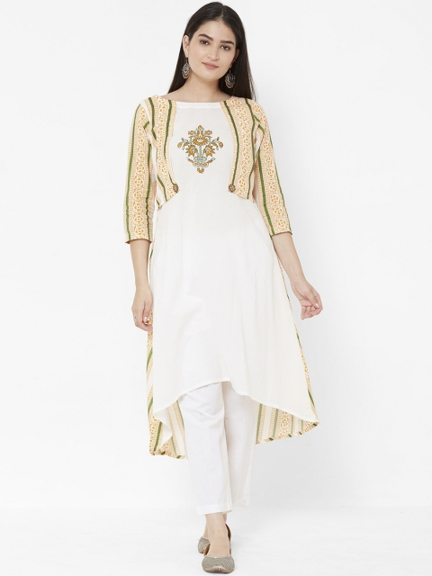 

Vedic Women Green & White Printed Anarkali Kurta