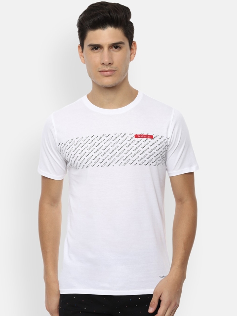 

V Dot Men White & Black Printed Round Neck T-shirt