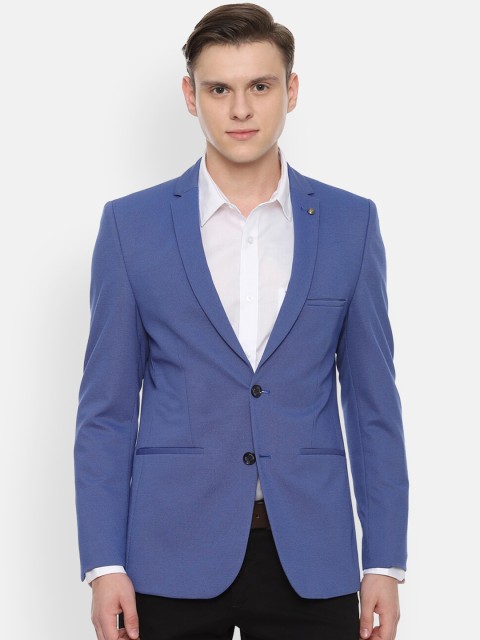 

Allen Solly Men Blue Self-Design Single-Breasted Slim-Fit Formal Blazer
