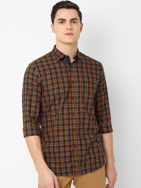 

Allen Solly Men Black & Brown Slim Fit Checked Casual Shirt