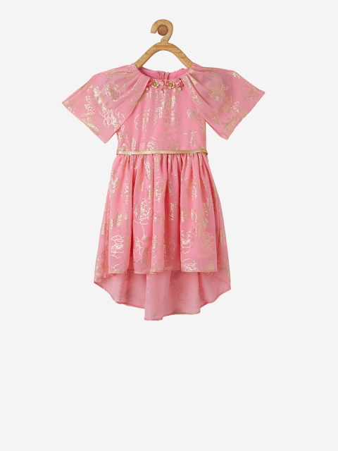 

VITAMINS Girls Pink Printed Fit and Flare Dress