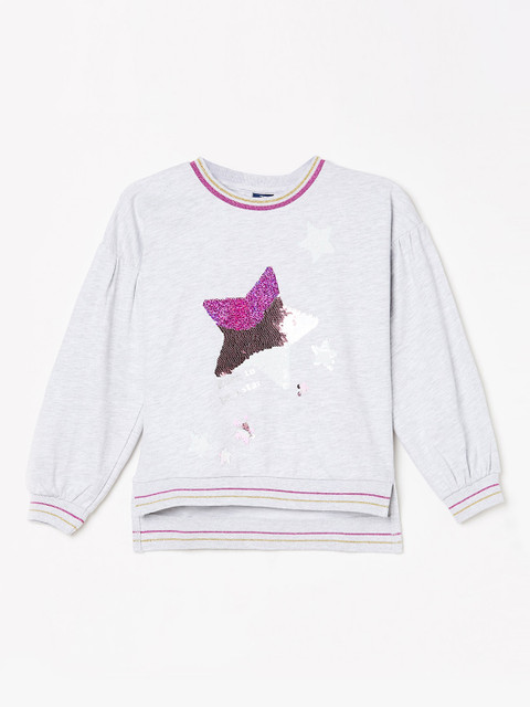 

Fame Forever by Lifestyle Girls Grey Melange Embellished Sweatshirt