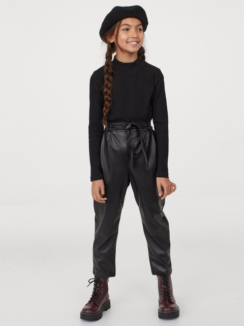

H&M Girls Black Imitation Leather Joggers
