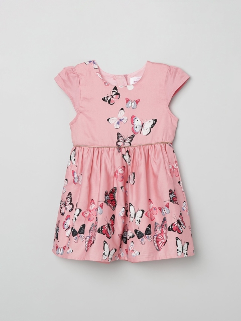 

max Girls Pink Printed Fit and Flare Dress