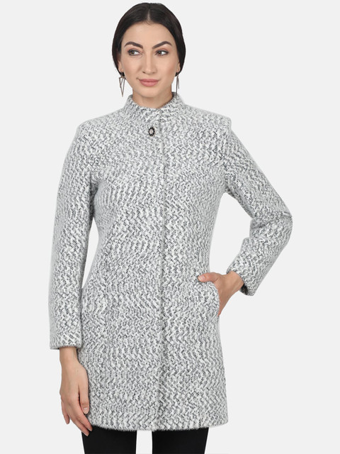 

Monte Carlo Women Grey & White Printed Over Coat