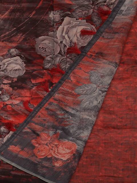 

Pothys Grey & Red Printed Saree