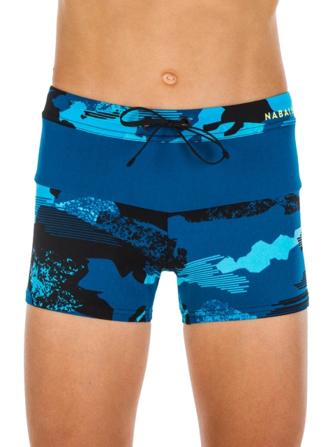 

Nabaiji By Decathlon Unisex Kids Blue & Black Printed Swimming Boxer Shorts