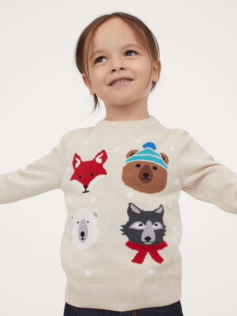 

H&M Boys Off-White Intarsia-Motif Jumper
