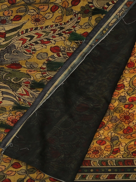 

Pothys Yellow & Black Pure Cotton Printed Chanderi Saree