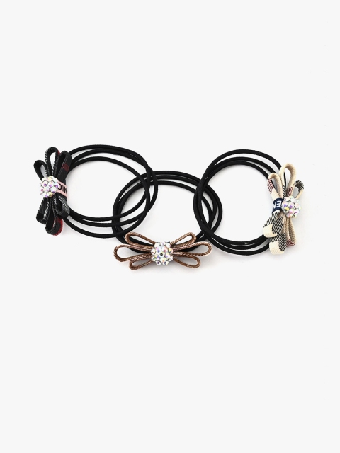 

BuckleUp Women Black Set of 3 Ponytail Holders