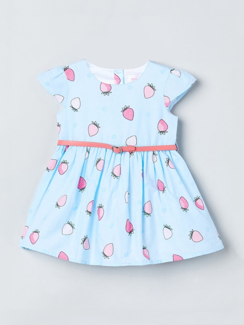 

max Girls Blue Printed Pure Cotton Dress